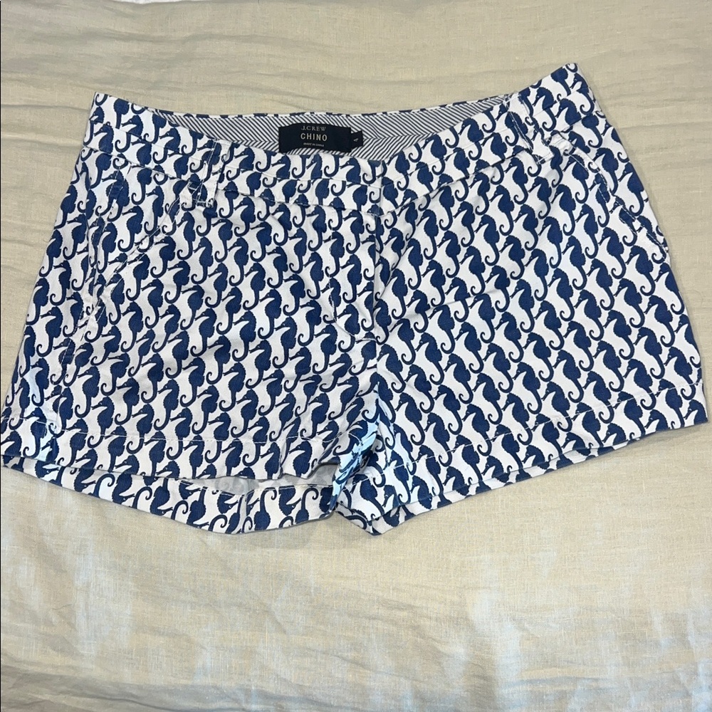 J. Crew Navy Seahorse Pattern Chino Shorts